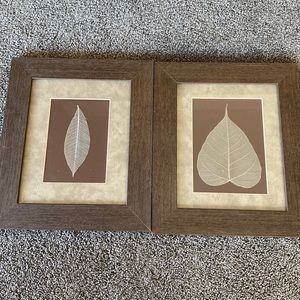 2 brown leaf picture frames